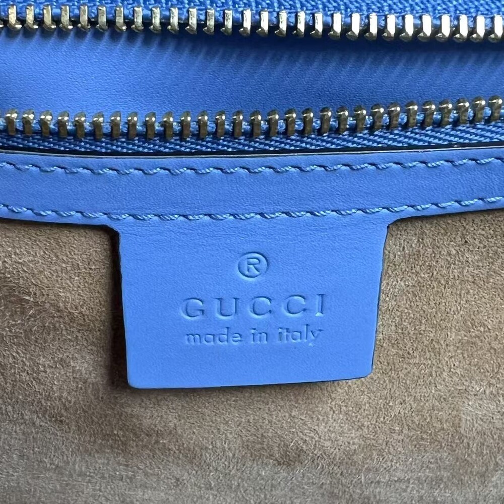 Hj Gucci Blue Clutch Bag Flowers Gg #236197G10B - Picture 12 of 13